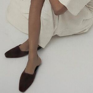NWOT Emma Parsons Chocolate Brown Suede Mules